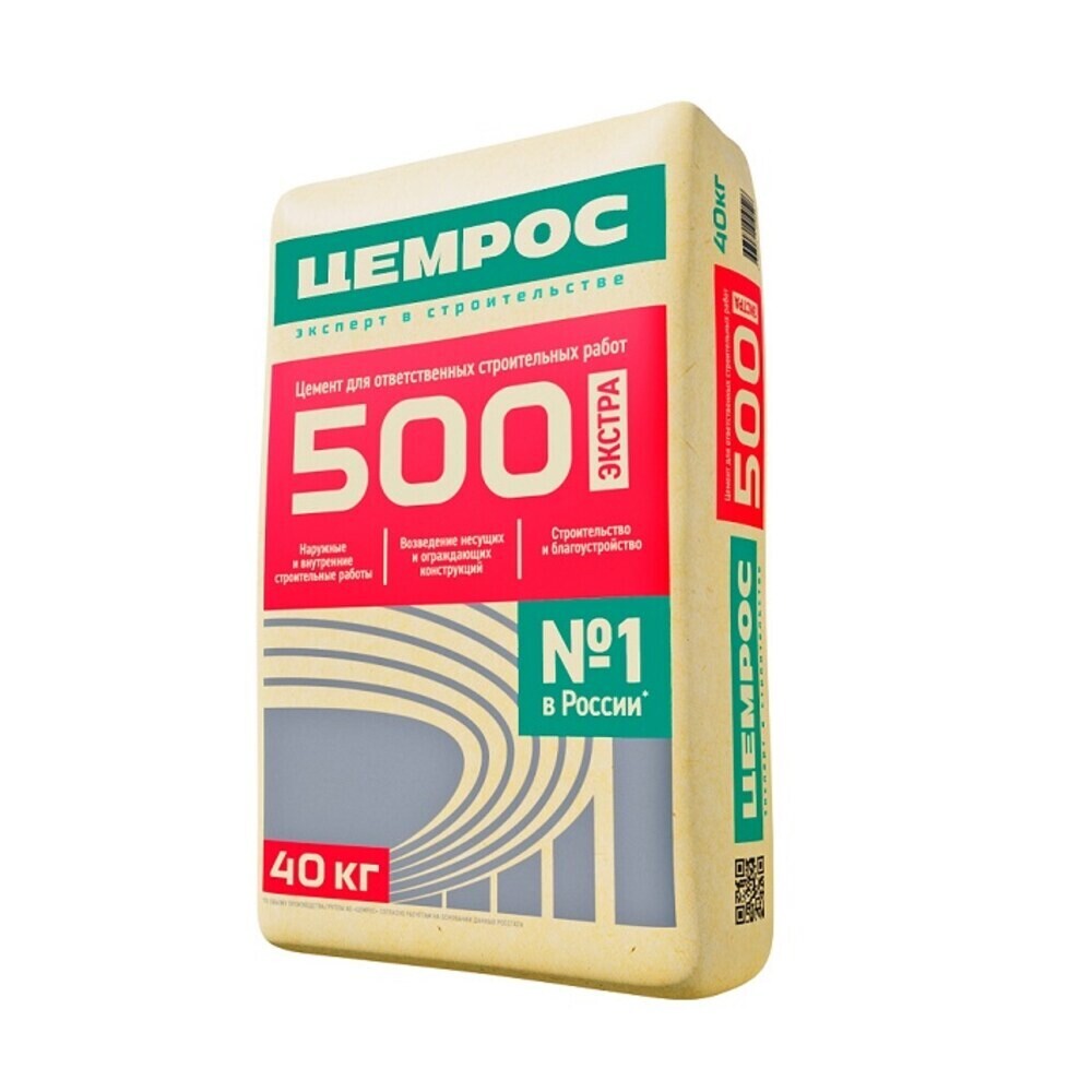 Цемент ЦЕМРОС М500 ЦЕМ II 42 5 Н 40 кг